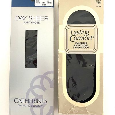 2 Daysheer Pantyhose Sandalfoot BLACK/NAVY Size A - BRAND NEW IN OPEN PACKS